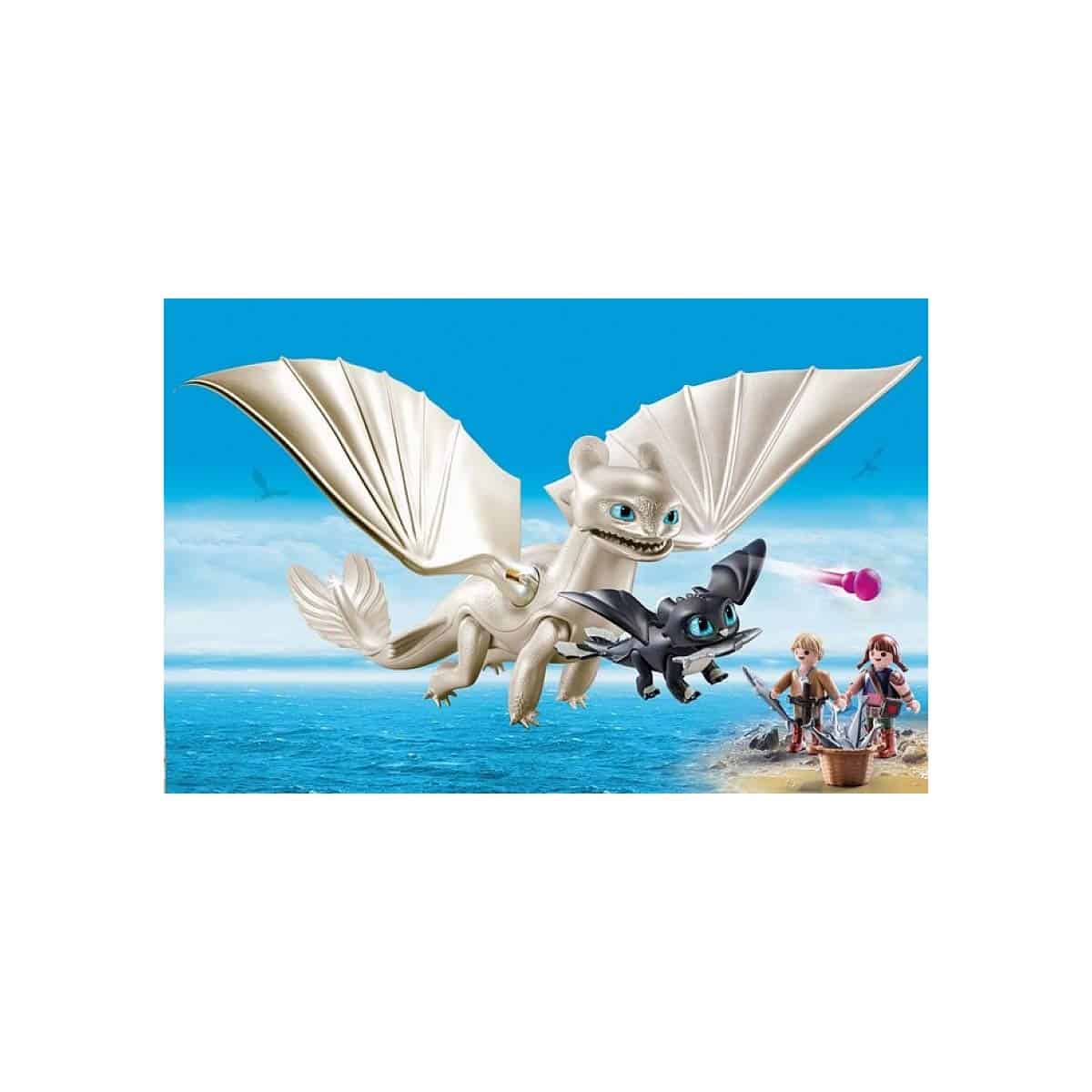 Playmobil Cómo Entrenar a tu Dragón III Light Fury con Bebé