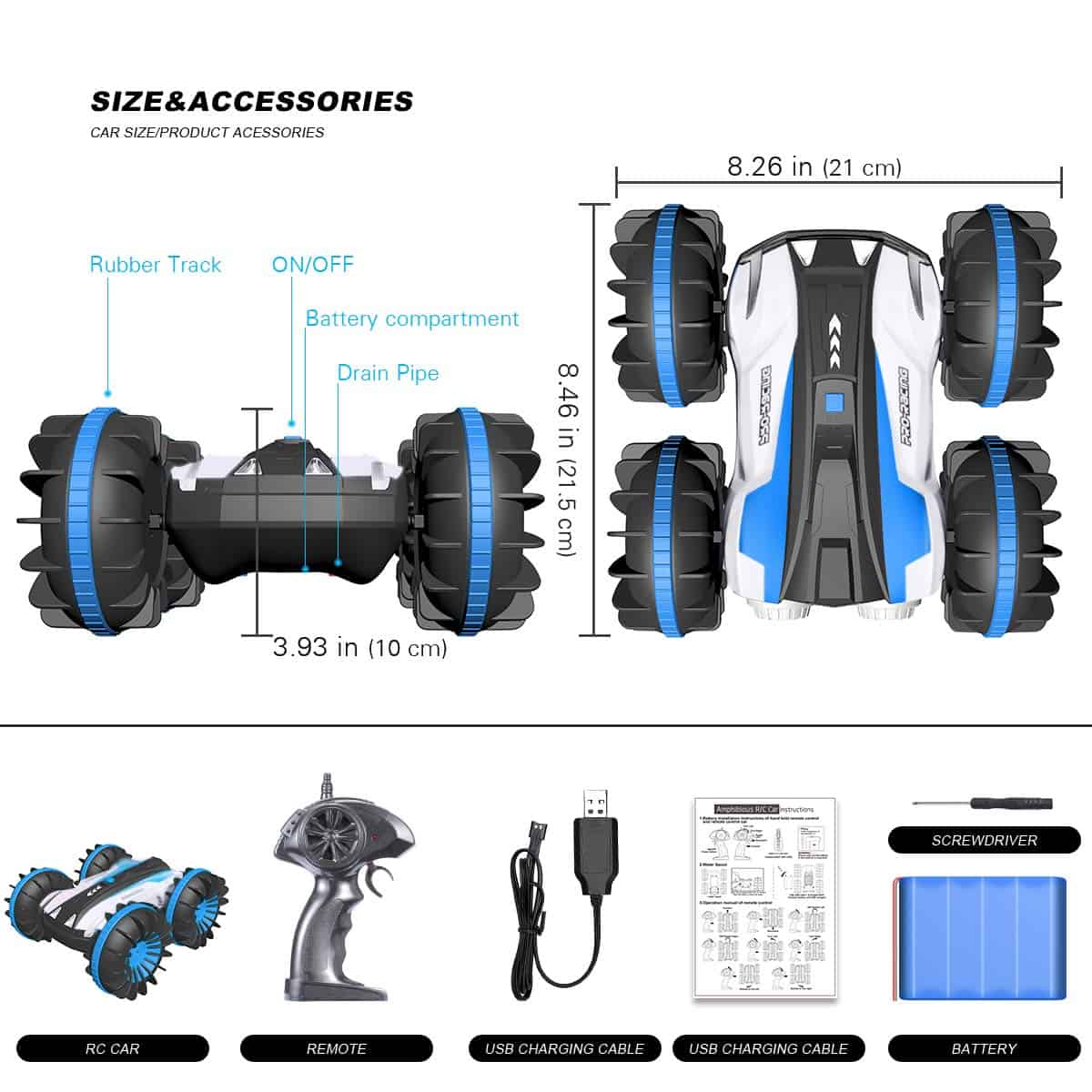 Carro Barco Anfibio Control Remoto para Niños de 6 a 12 - Imagen 6