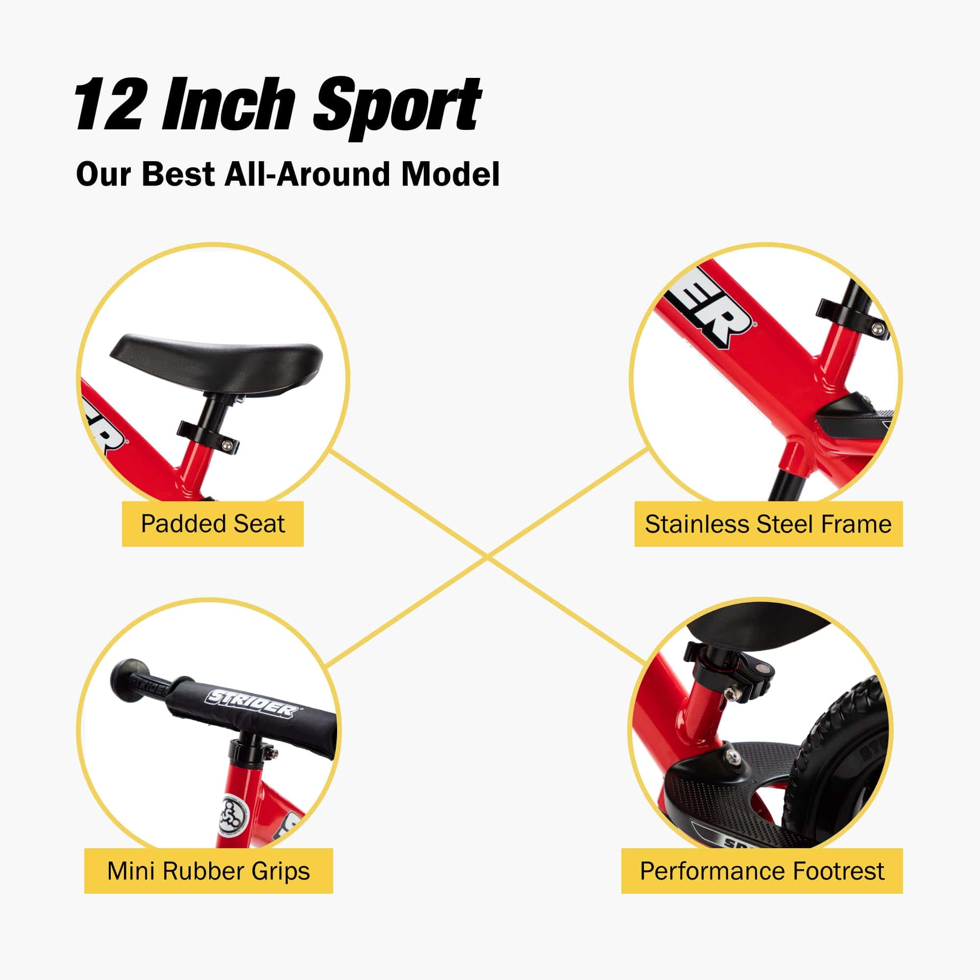 Bicicleta Deportiva Strider 12� (Rojo) + Base Mecedora - - Imagen 4