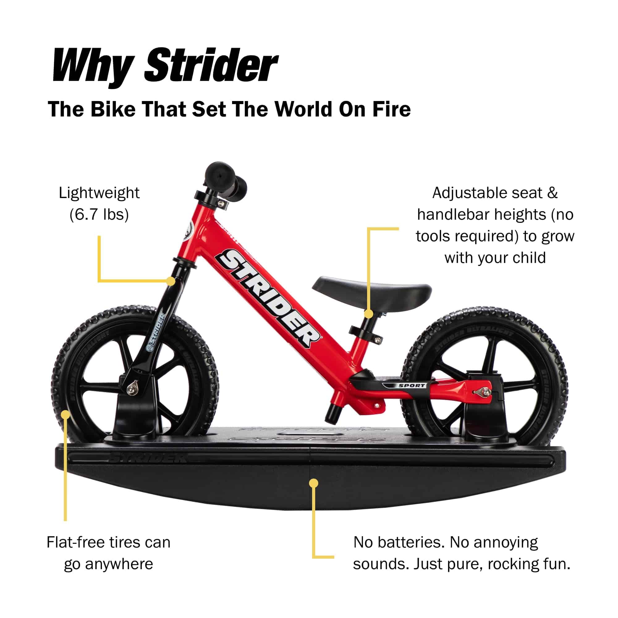 Bicicleta Deportiva Strider 12� (Rojo) + Base Mecedora - - Imagen 6