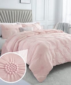 Juego de Edredón Baby Pink Rose Blush - Ruched 3D Floral