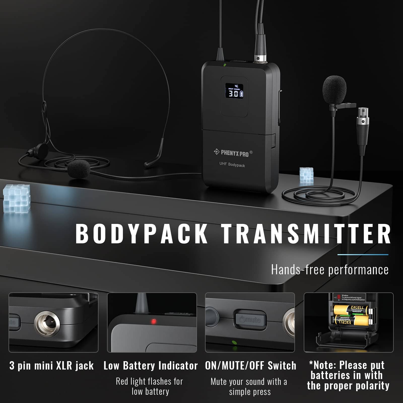 Sistema de Micrófono Inalámbrico Phenyx Pro, Set Doble con - Imagen 5