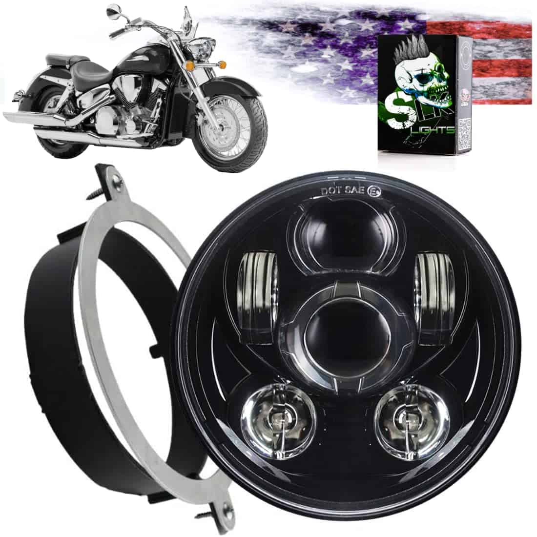KIT de Faro LED Daymaker VTX 5 3/4" Negro - Soporte y