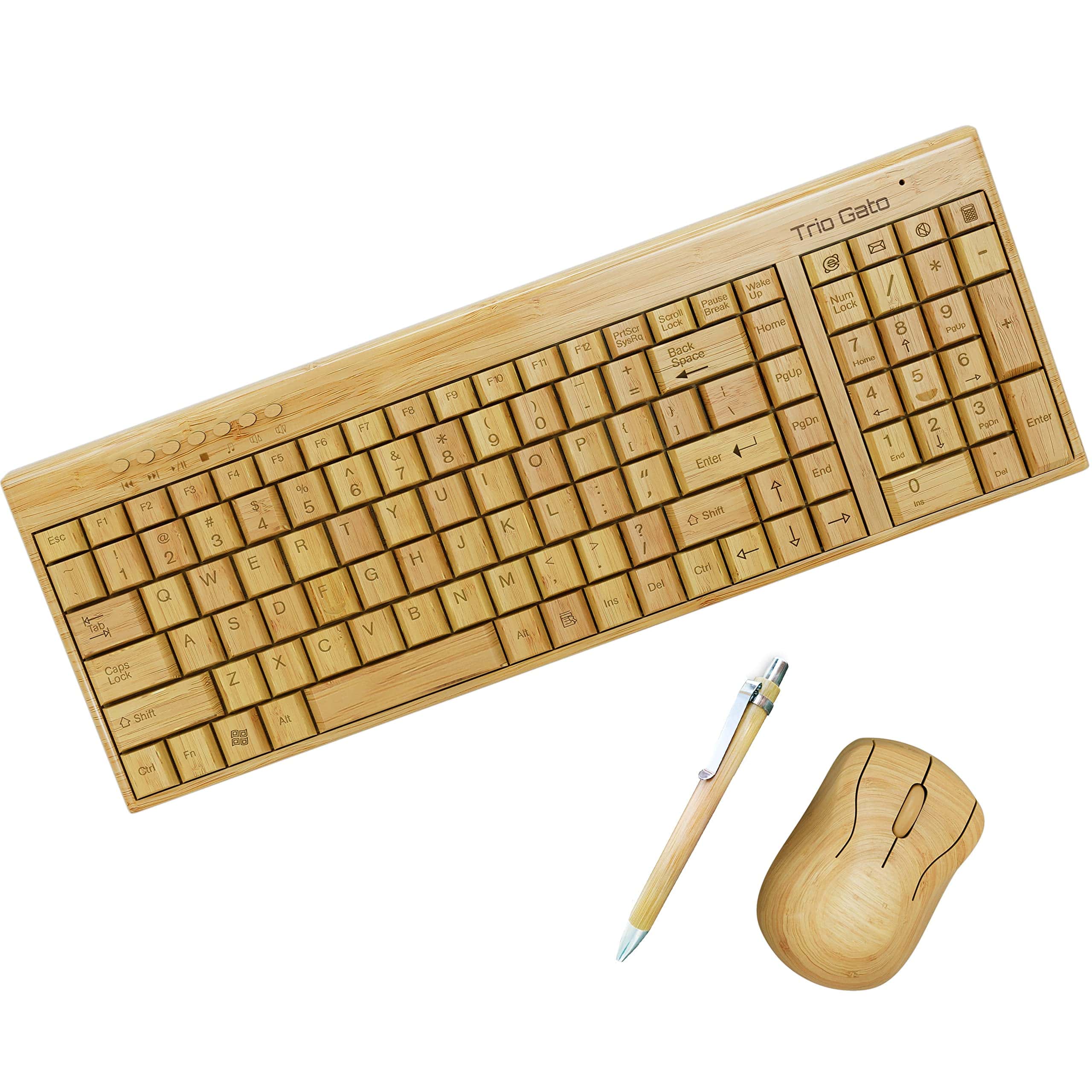 Teclado y ratón de bambú inalámbricos - Natural, hecho a