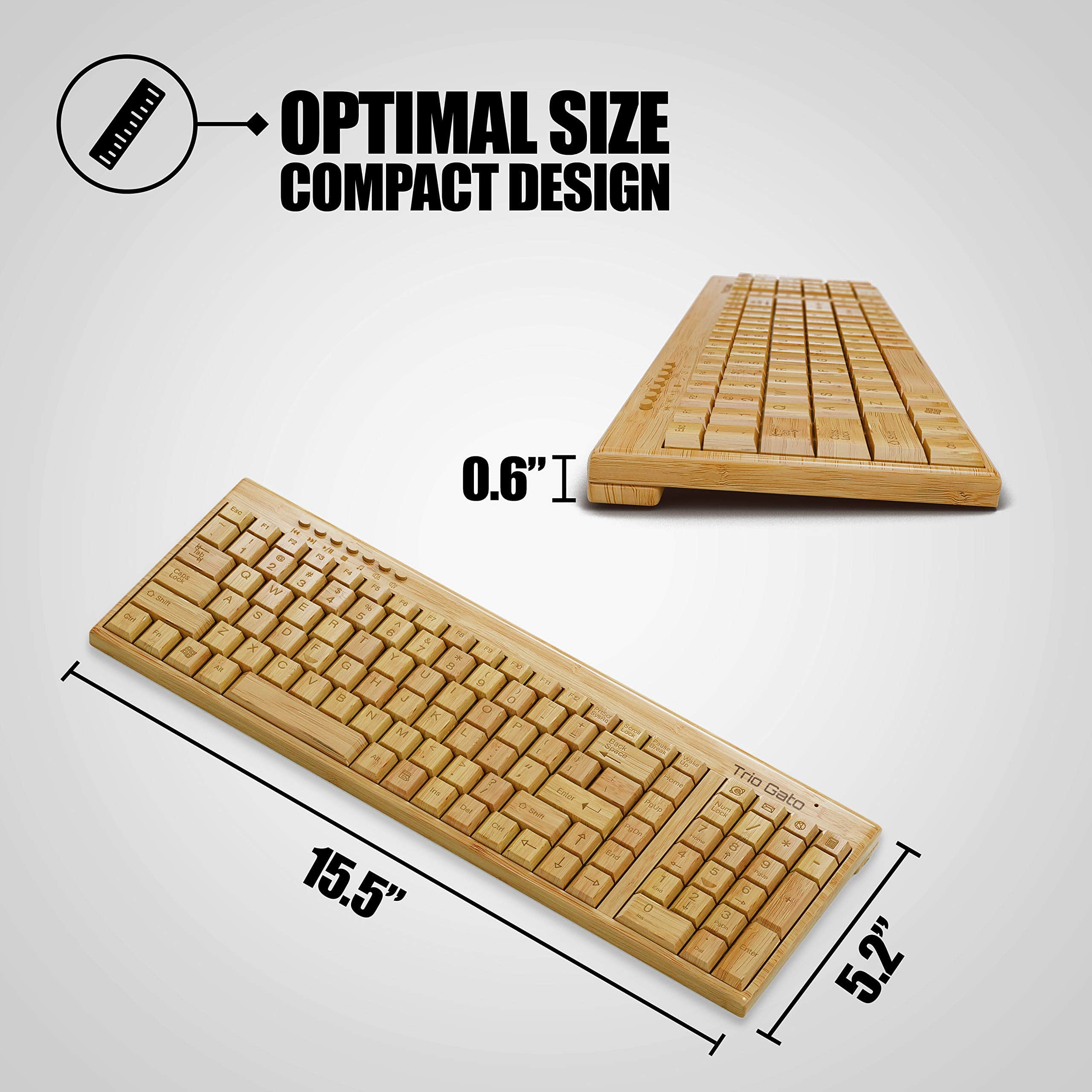 Teclado y ratón de bambú inalámbricos - Natural, hecho a - Imagen 4