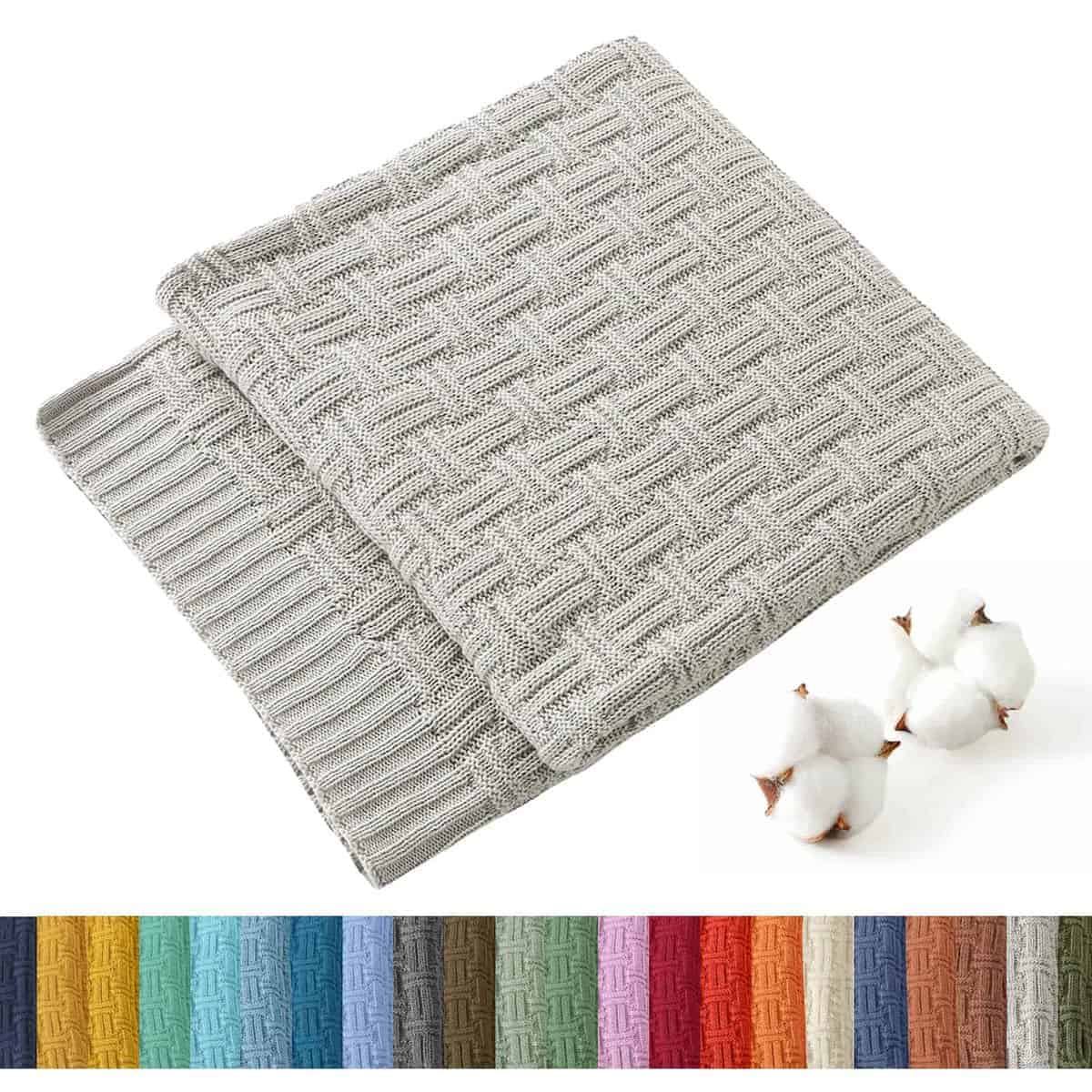 Manta de algodón tejida TREELY para sofá (50 x 60 pulgadas,