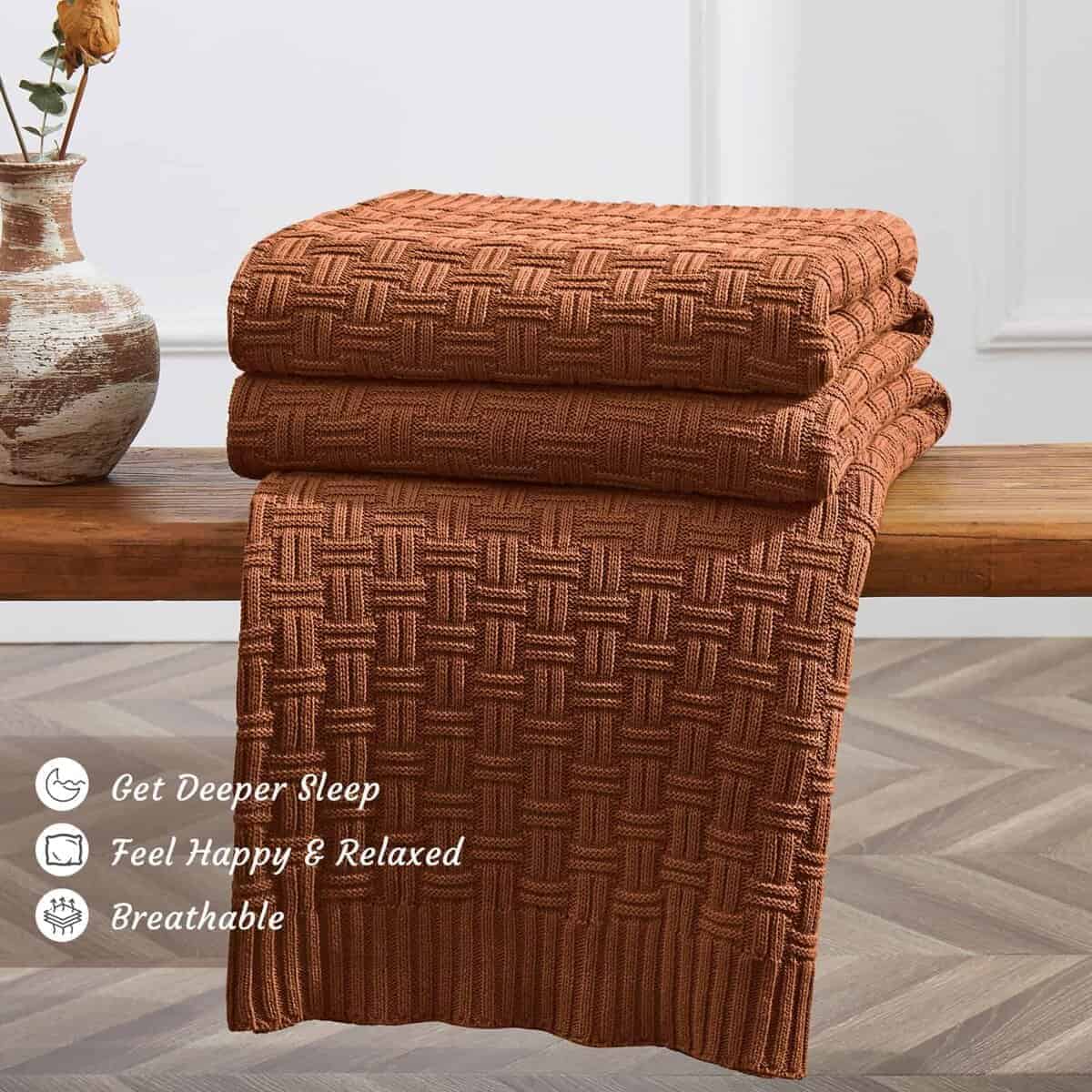 Manta de Lana de Algodón Tejida TREELY para Sofá (50 x 60 - Imagen 4