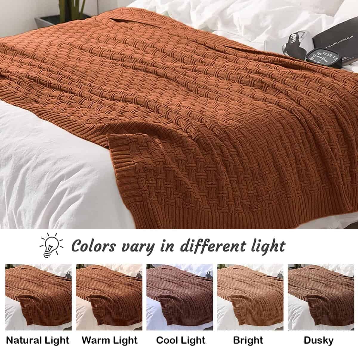 Manta de Lana de Algodón Tejida TREELY para Sofá (50 x 60 - Imagen 7