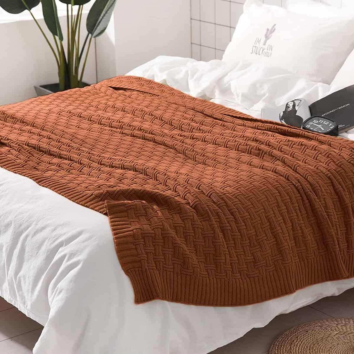 Manta de Lana de Algodón Tejida TREELY para Sofá (50 x 60 - Imagen 5