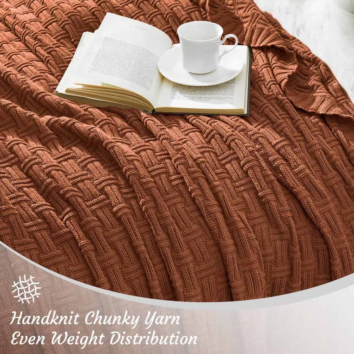 Manta de Lana de Algodón Tejida TREELY para Sofá (50 x 60 - Imagen 6