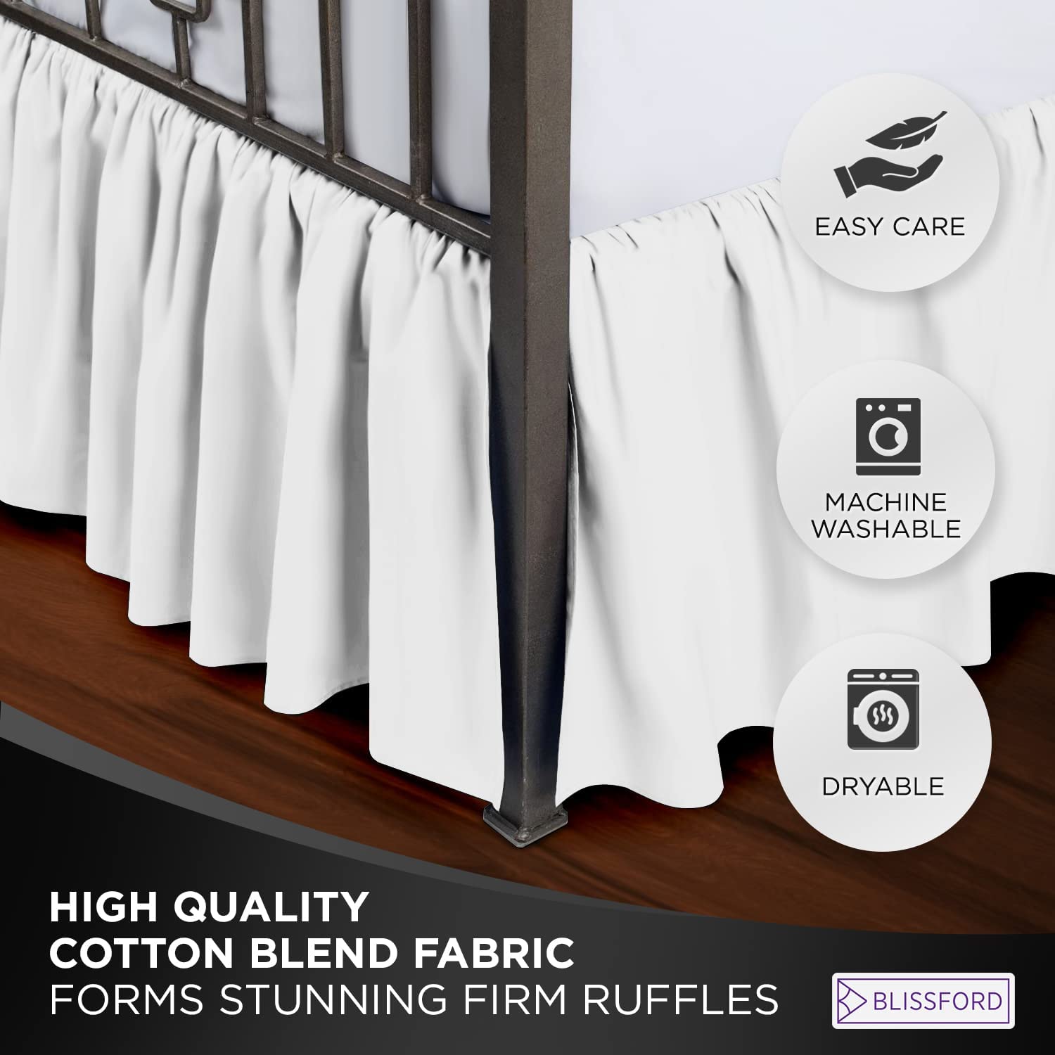 Faldón de Cama Blanco Tamaño Completo 14 Pulgadas - con - Imagen 6