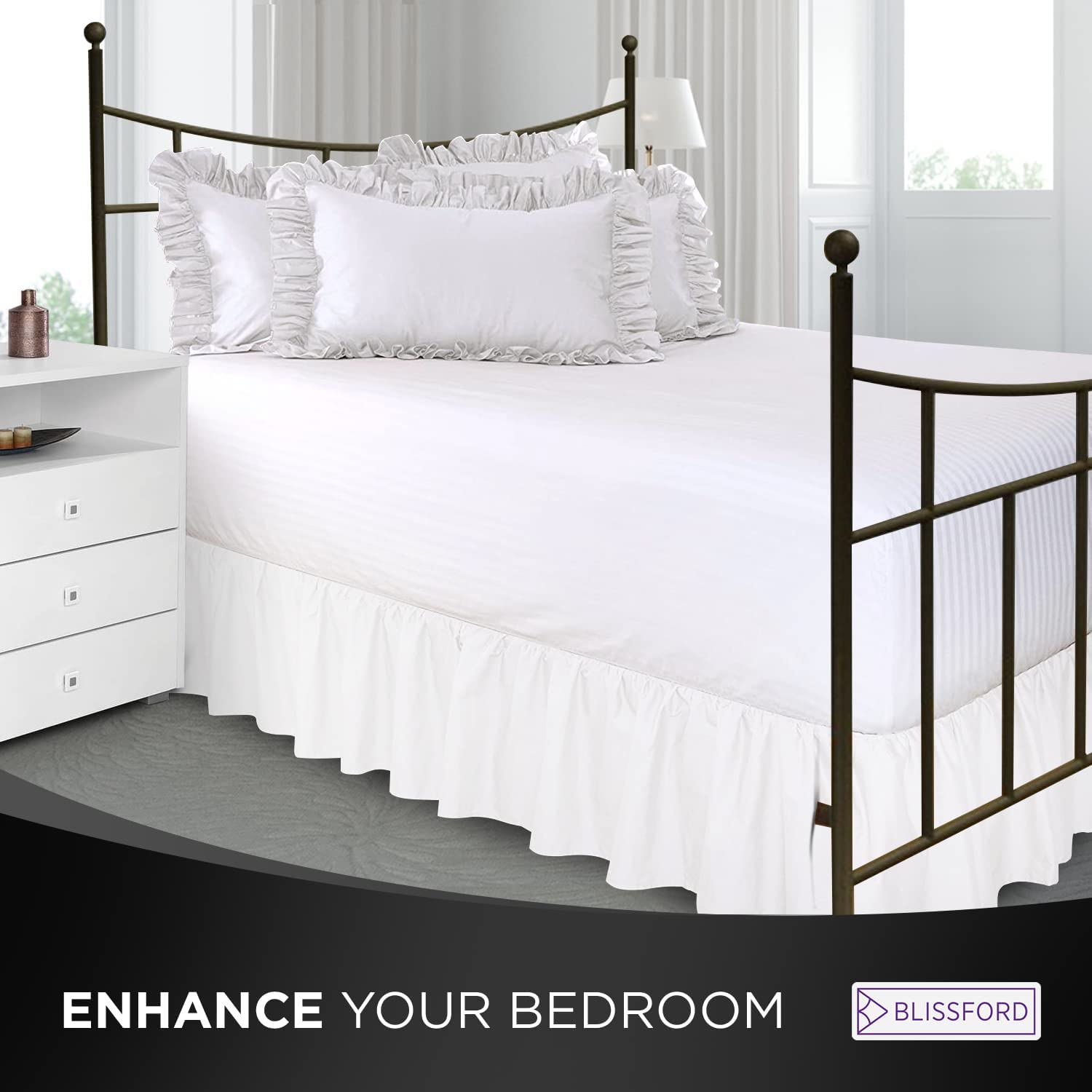 Faldón de Cama Blanco Tamaño Completo 14 Pulgadas - con - Imagen 3