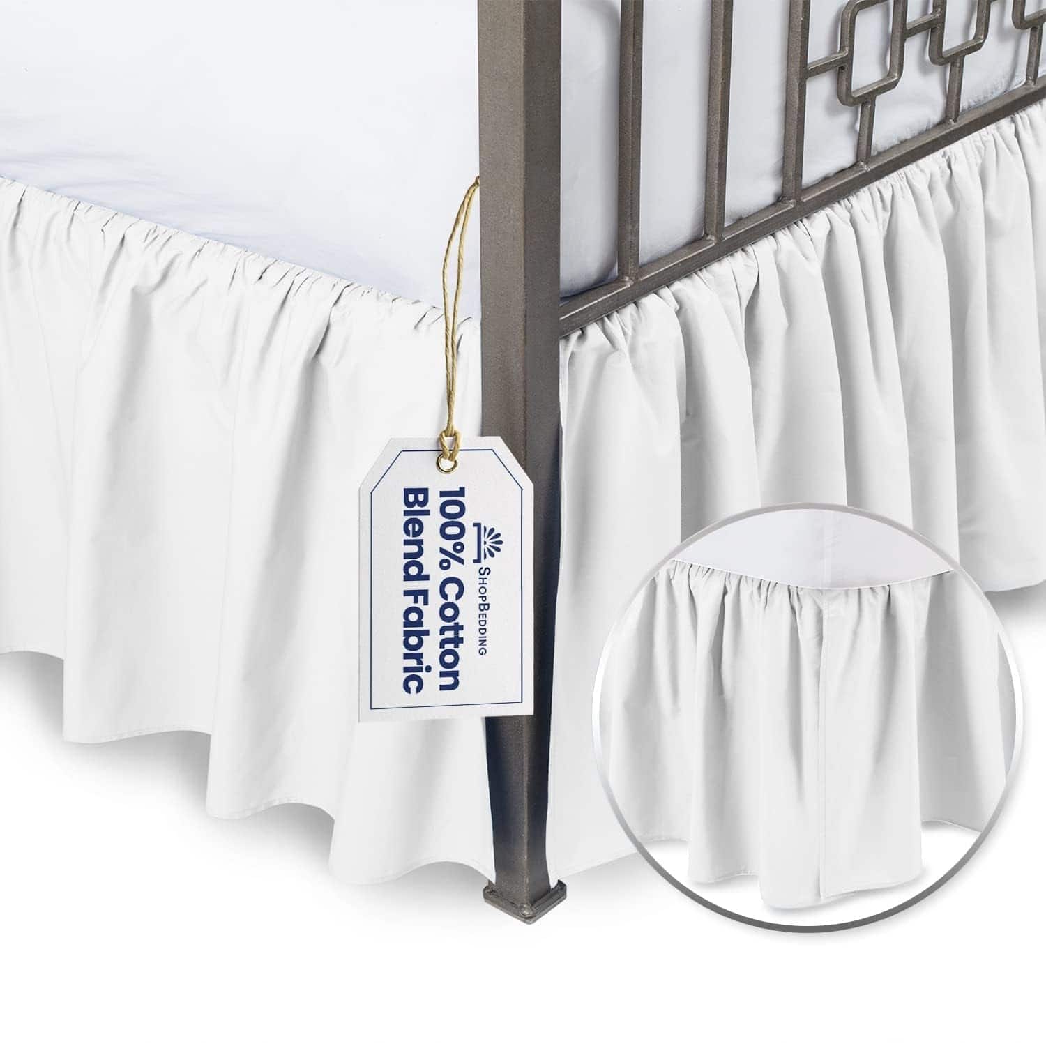 Faldón de Cama Blanco Tamaño Completo 14 Pulgadas - con