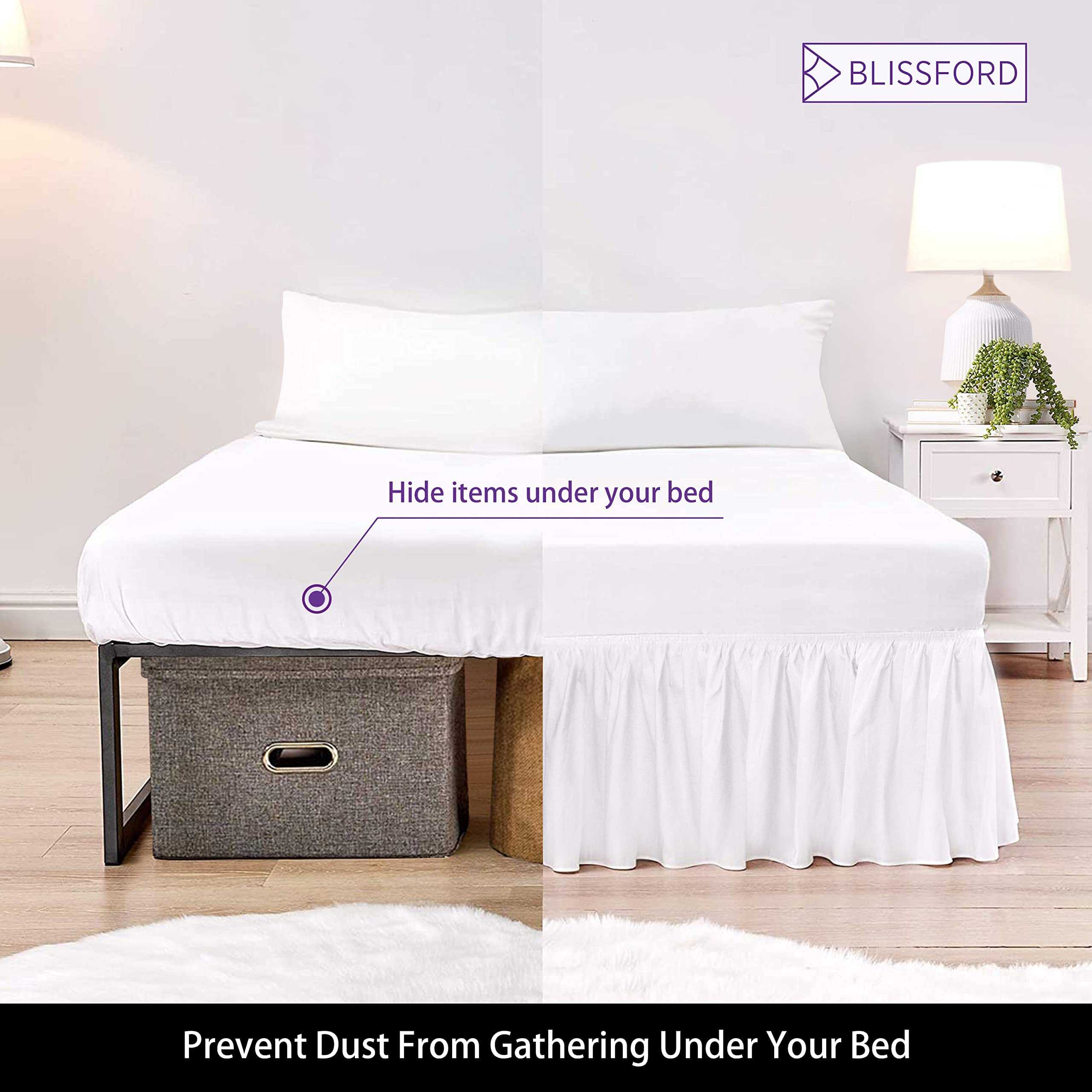 Faldón de Cama Blanco Tamaño Completo 14 Pulgadas - con - Imagen 5