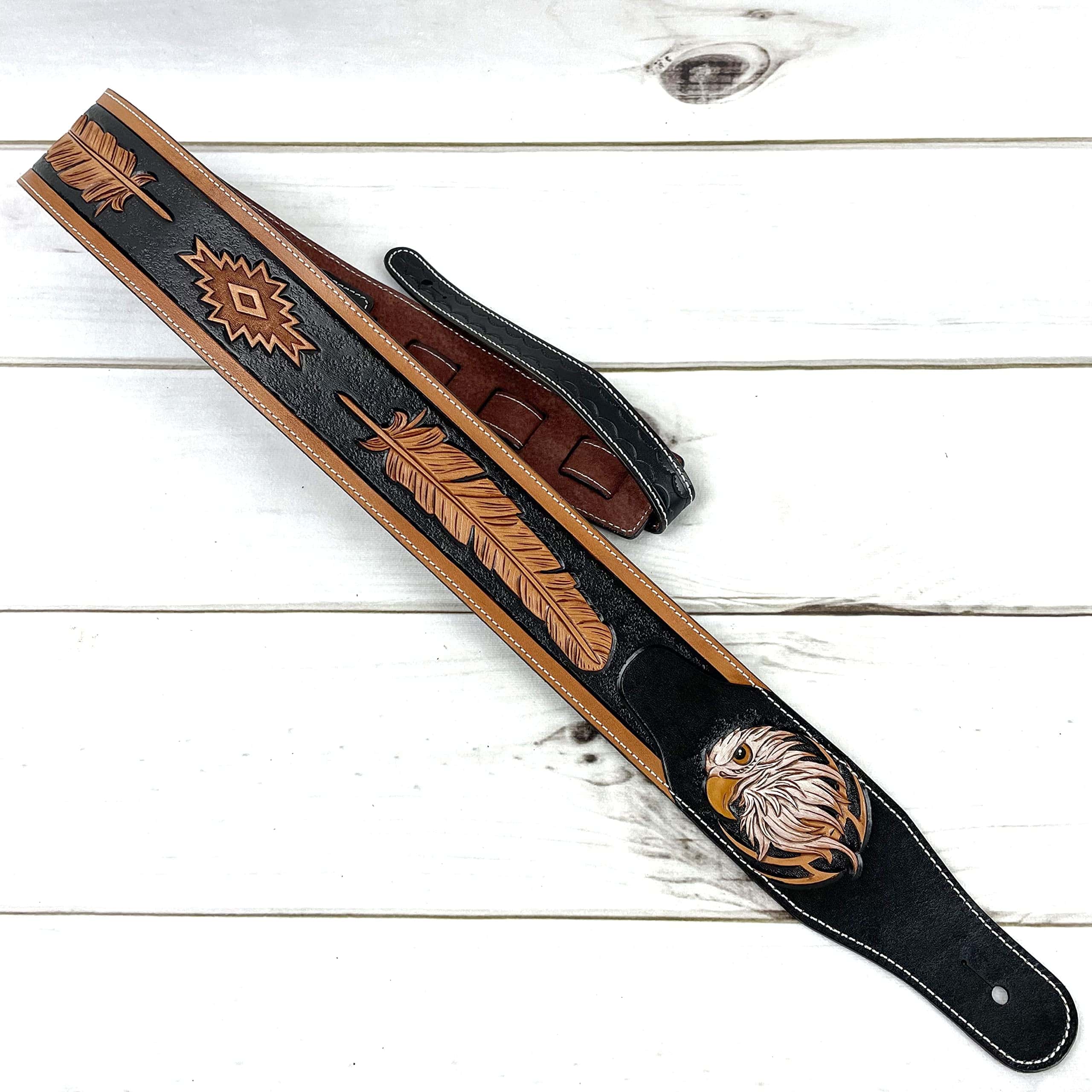 Correa de guitarra de cuero premium hecho a mano y grabado - Imagen 8