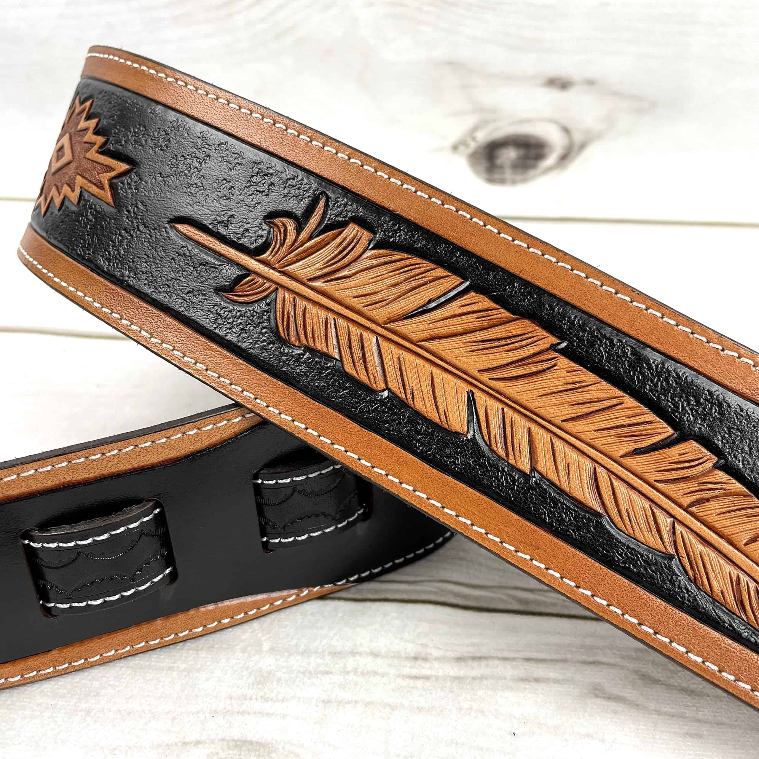 Correa de guitarra de cuero premium hecho a mano y grabado - Imagen 5