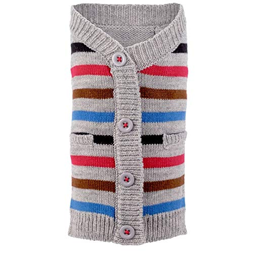 Suéter azul a rayas con cuello en V de The Worthy Dog para