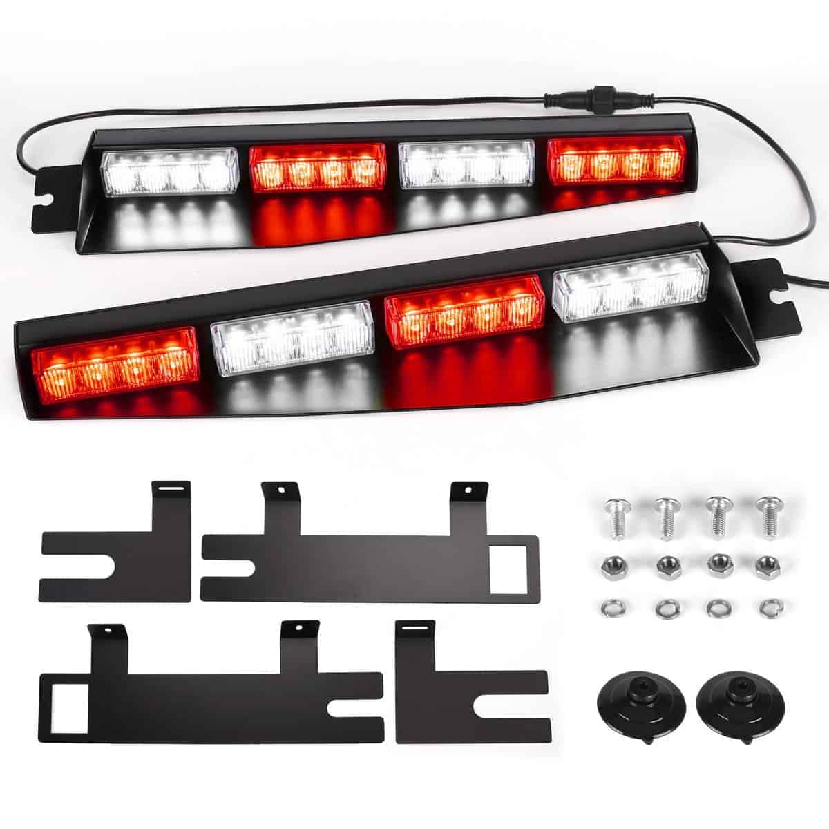 ASPL 32LED Luces de Visera 26 Patrones de -Rojo/Blanco