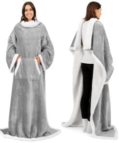 Manta de Sherpa de primera calidad con mangas para mujeres