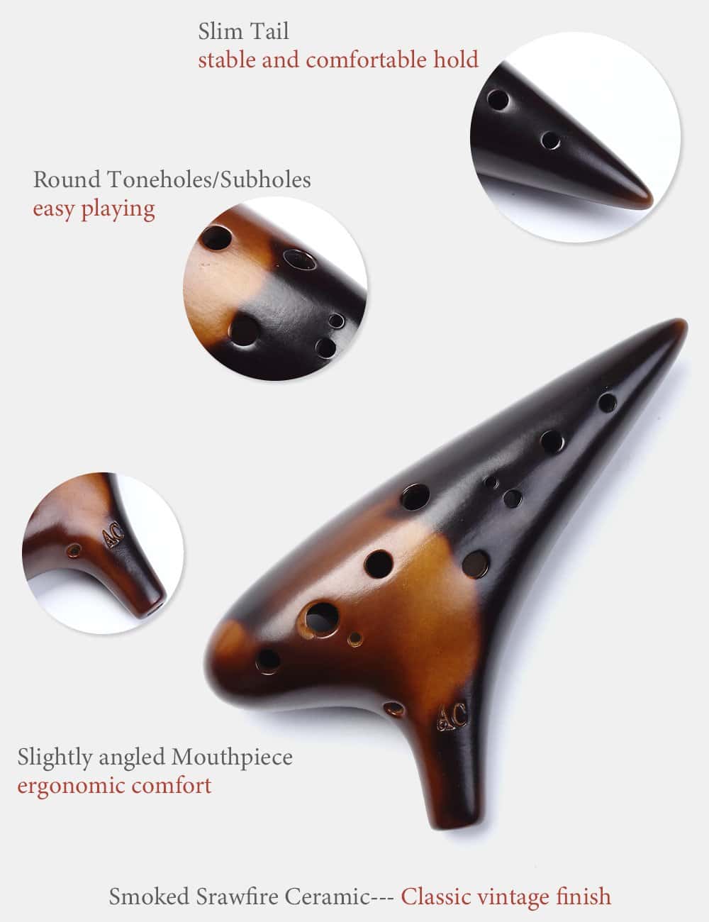 Ocarina Joy of Wood Thrush de 12 Agujeros Alto C Sweet - Imagen 3