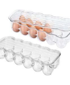 mDesign Bandeja Apilable de plástico con tapa para huevos,