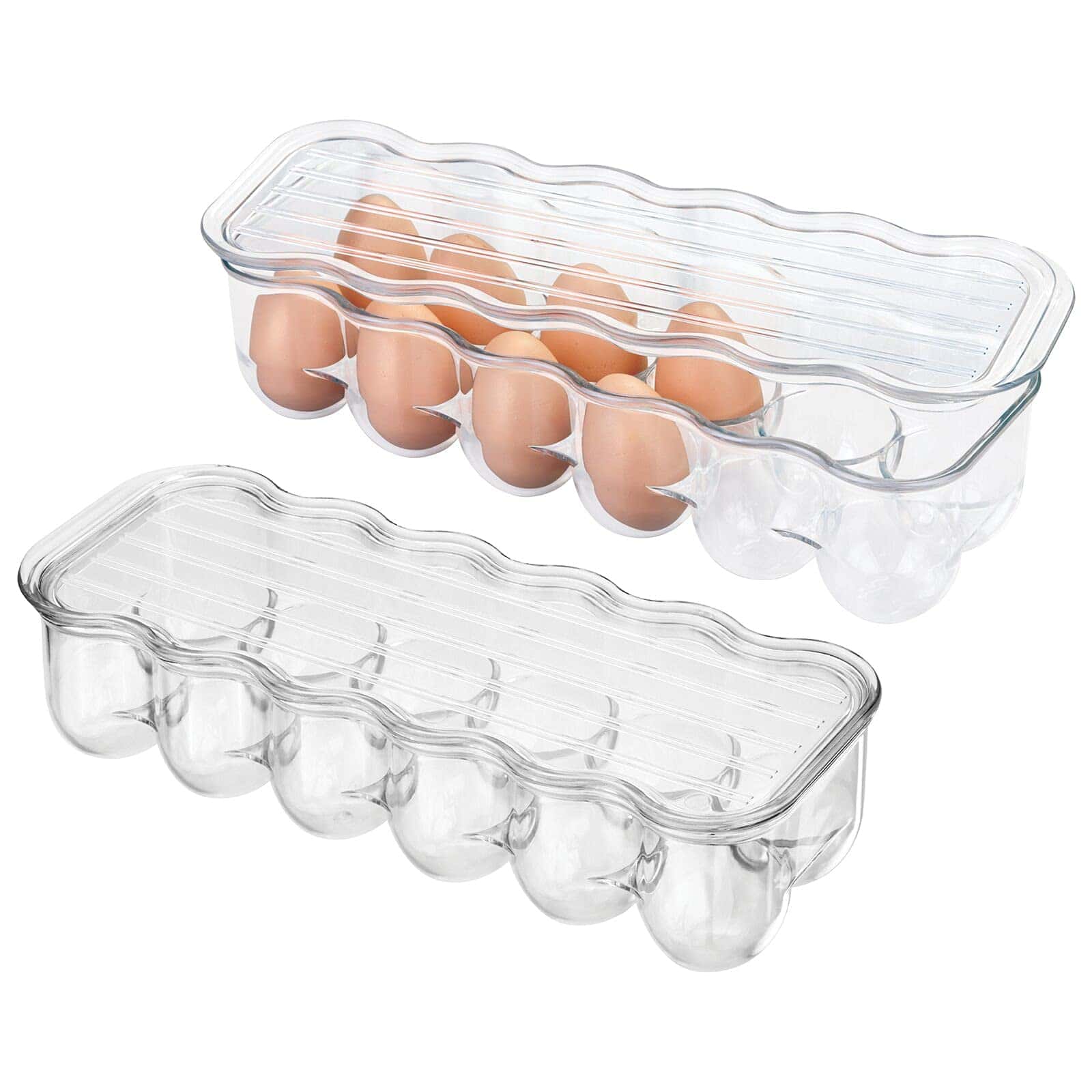 mDesign Bandeja Apilable de plástico con tapa para huevos,