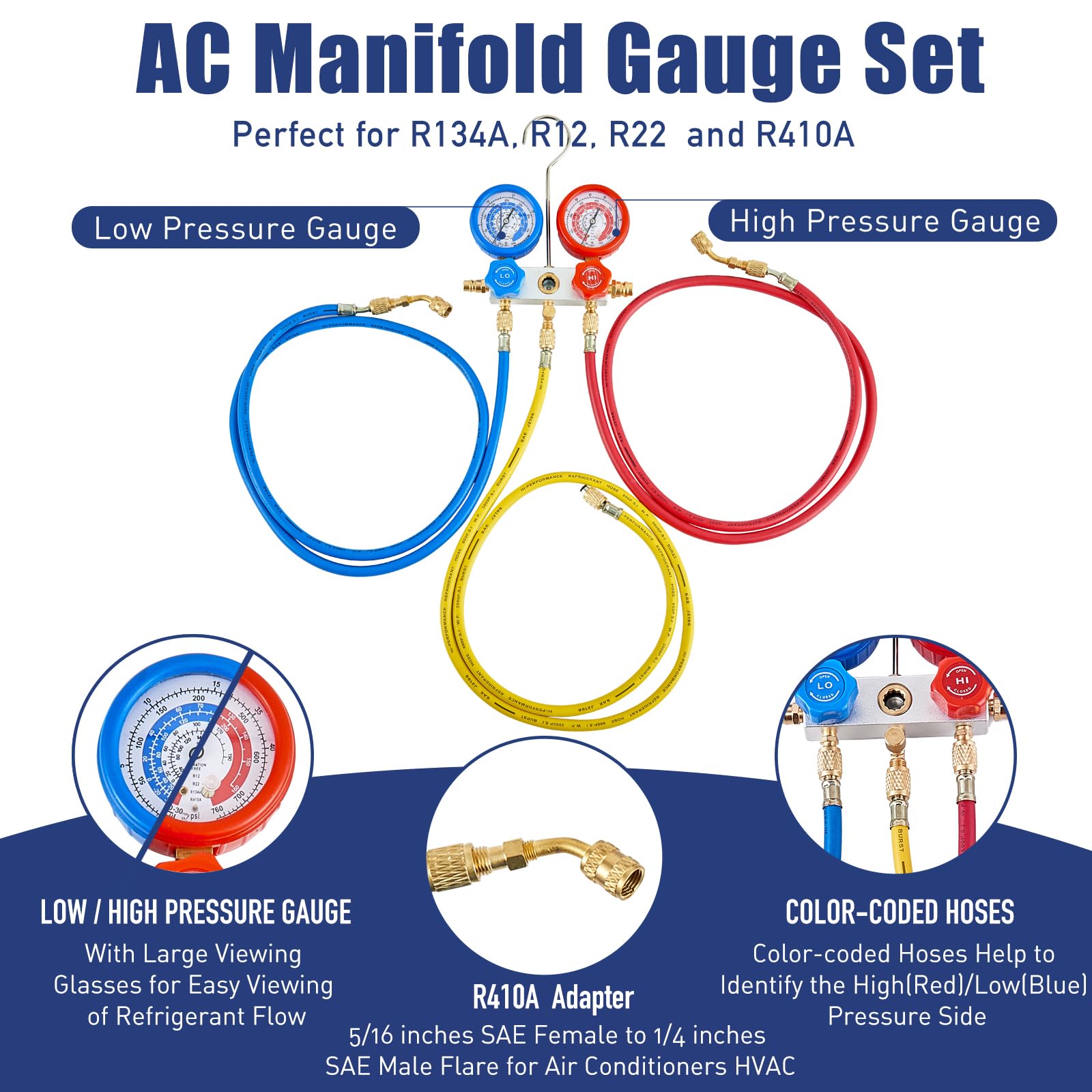 BACOENG 3.6CFM Bomba de Vacío y Juego de Manómetros - Kit - Imagen 4
