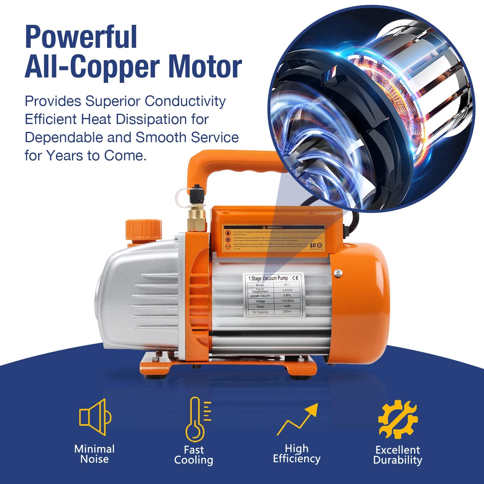 BACOENG 3.6CFM Bomba de Vacío y Juego de Manómetros - Kit - Imagen 7