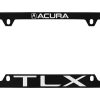 Portaplacas de metal recubierto en negro con logotipo Acura