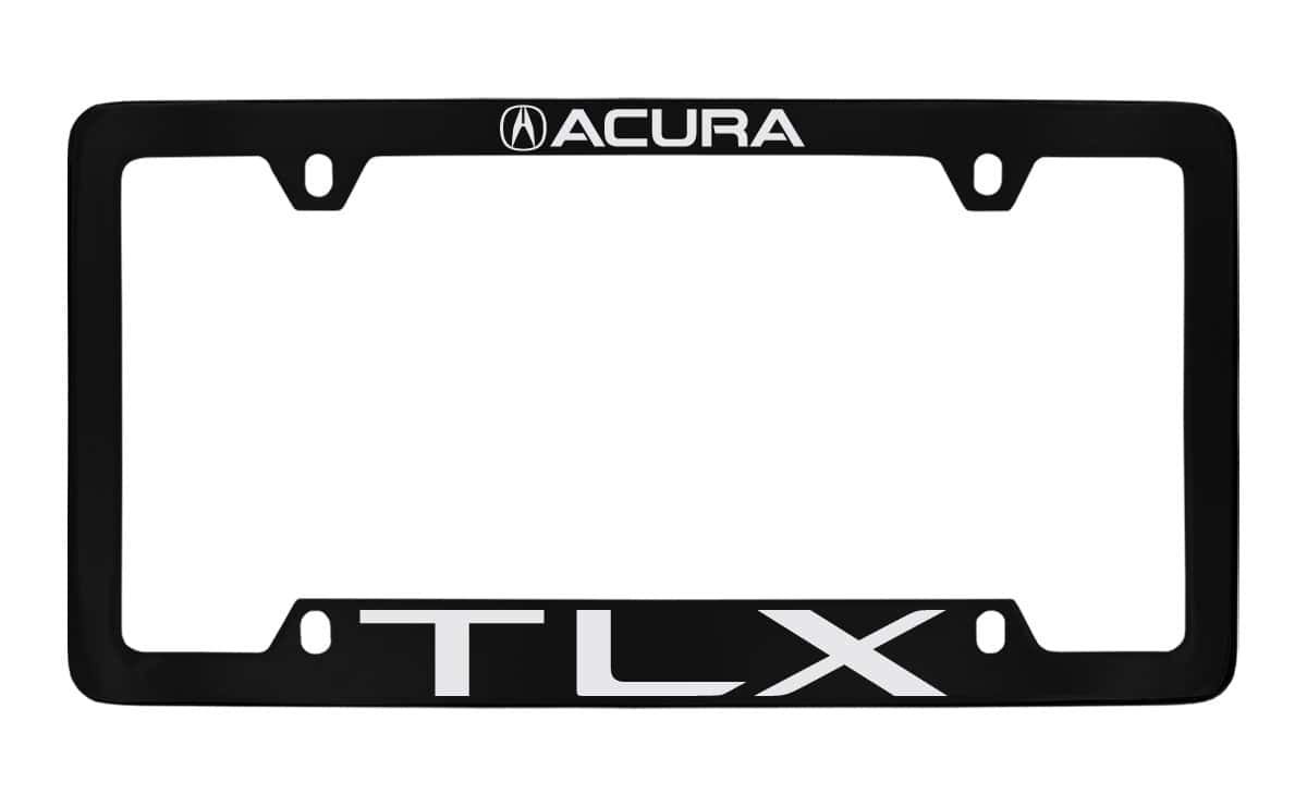 Portaplacas de metal recubierto en negro con logotipo Acura