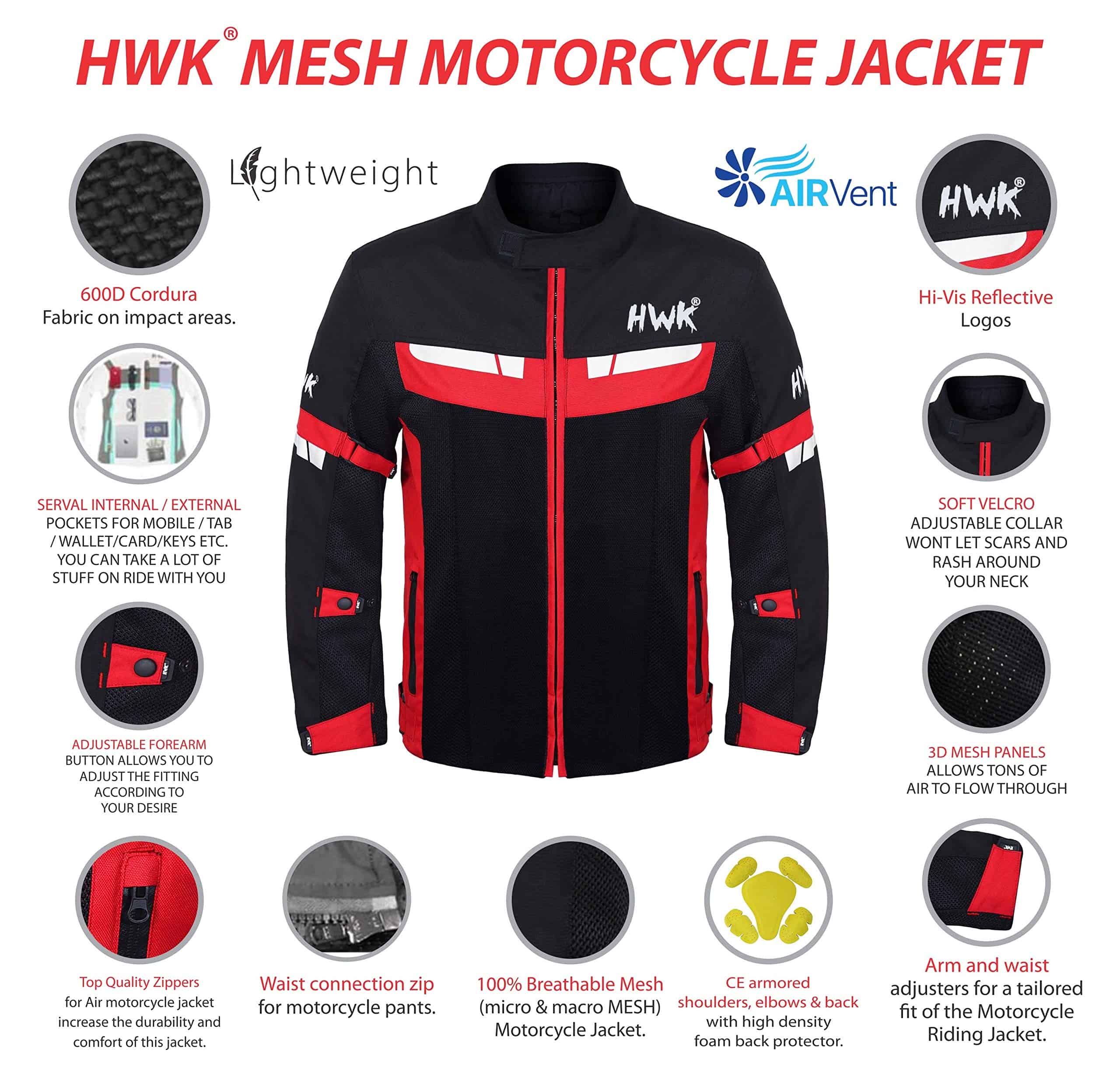 Chamarra de Moto HWK Talla 3X-Large en Rojo - Imagen 4