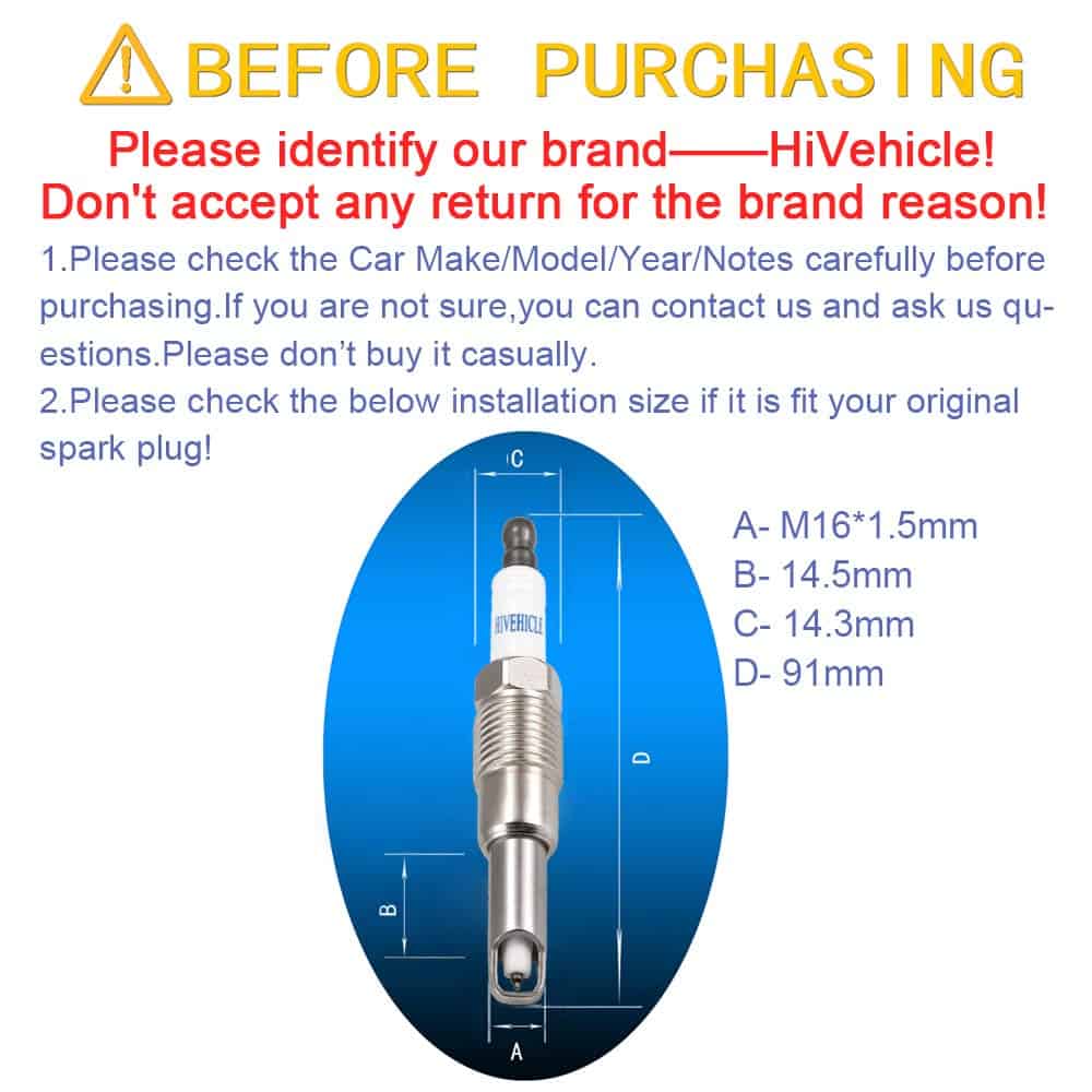 Bujías de Platino HiVehicle V7401 - Reemplazo de SP515 HT15 - Imagen 3