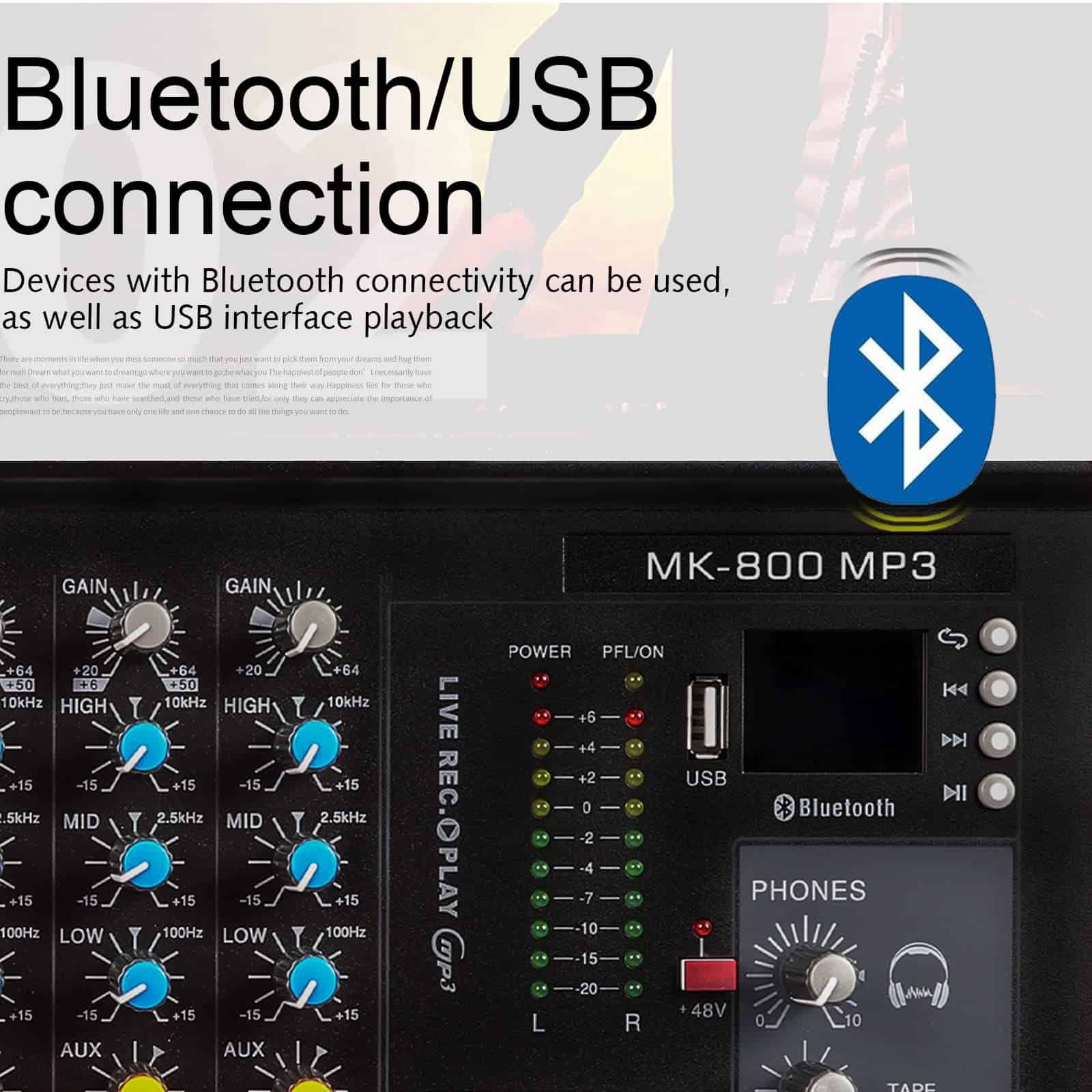 Mezclador de audio profesional G-MARK MK800MP3 de 8 canales - Imagen 4