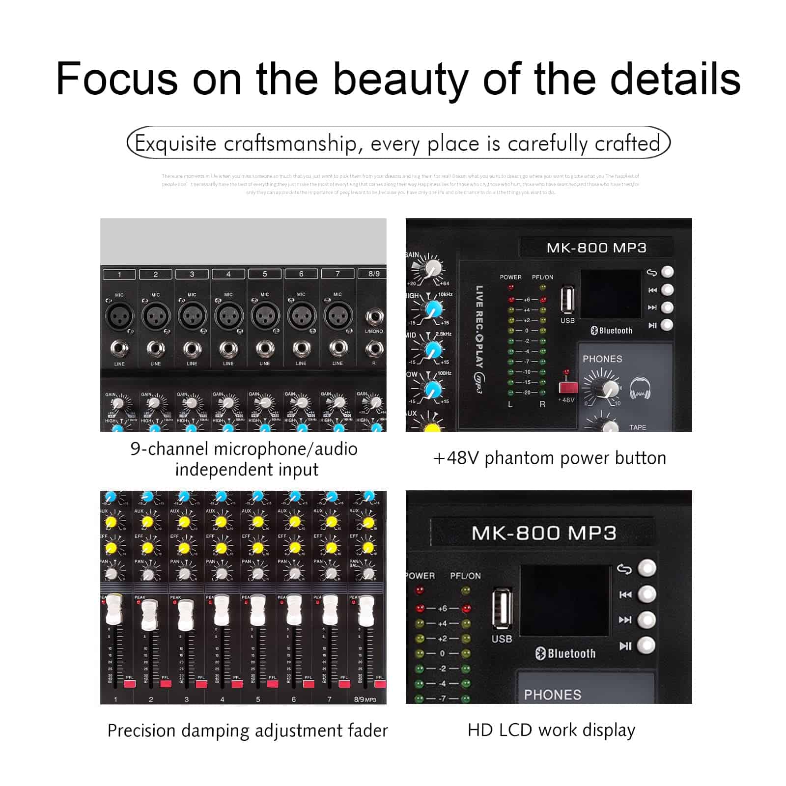 Mezclador de audio profesional G-MARK MK800MP3 de 8 canales - Imagen 6