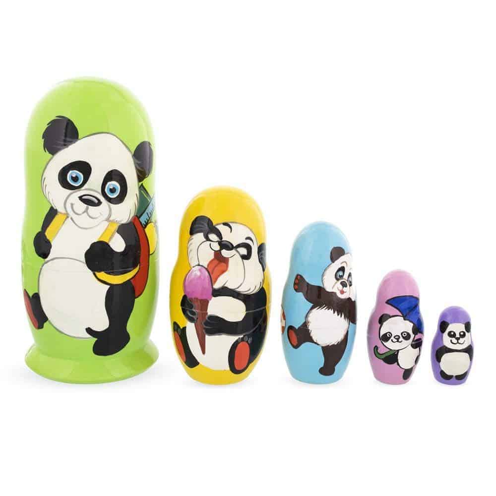 Set de 5 muñecas rusas de pandas de madera de BestPysanky