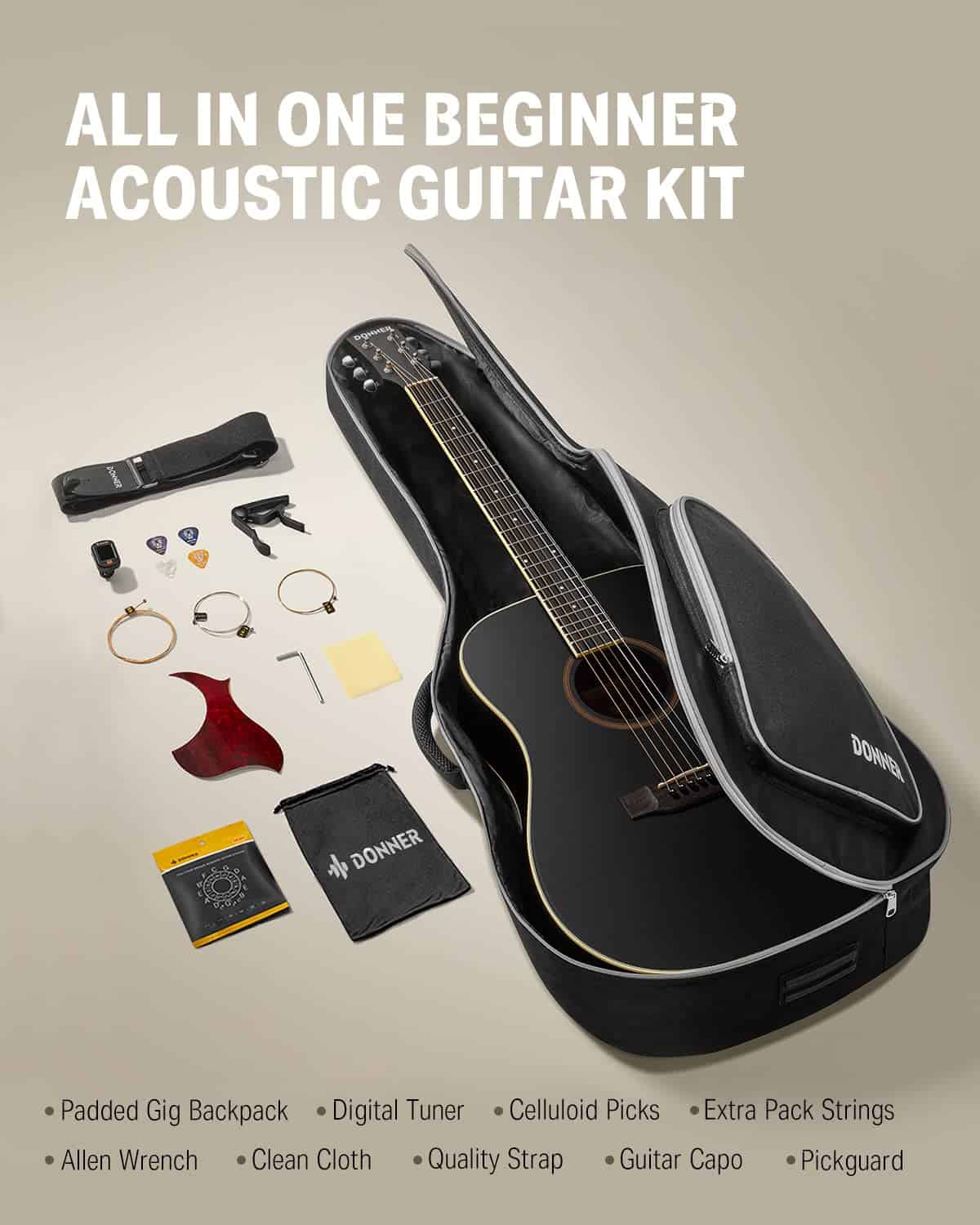Guitarra Acústica Donner 41'' Tamaño Completo - Kit - Imagen 6