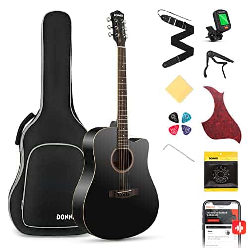 Kit de guitarra acústica Donner Black para principiante
