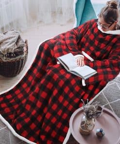 Manta de Buffalo Plaid Roja Tirrinia con Mangas para