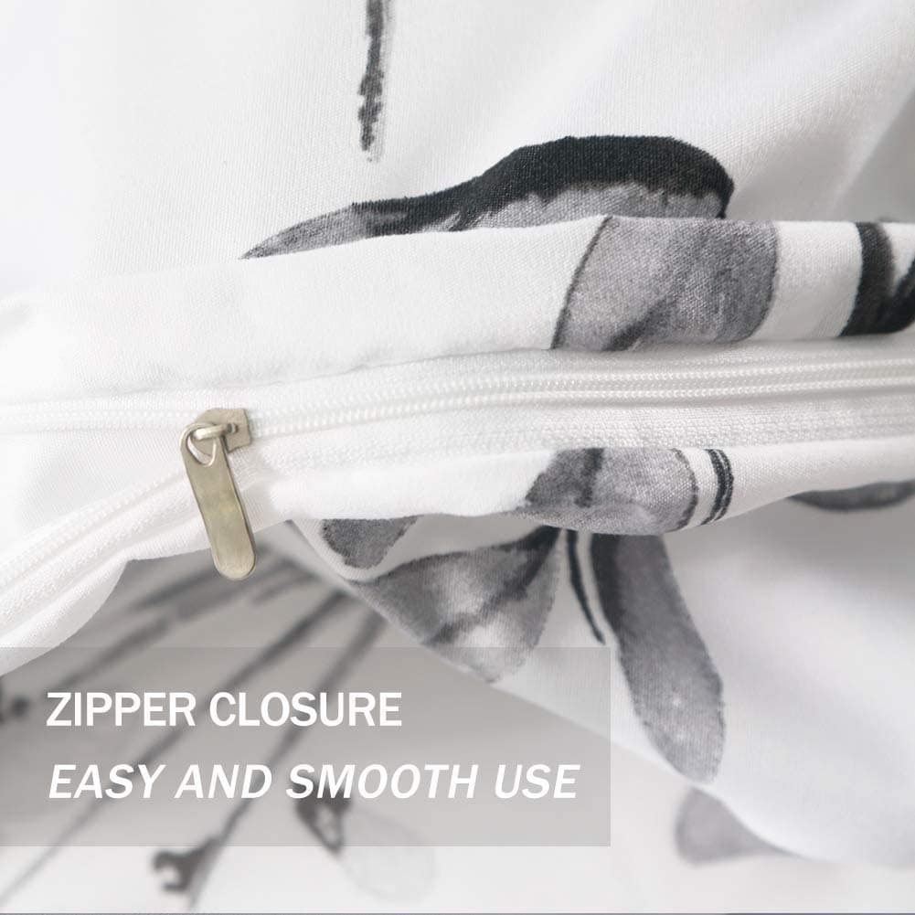 Juego de Funda de Edredón Tamaño Queen Nanko, Blanco y Gris - Imagen 5