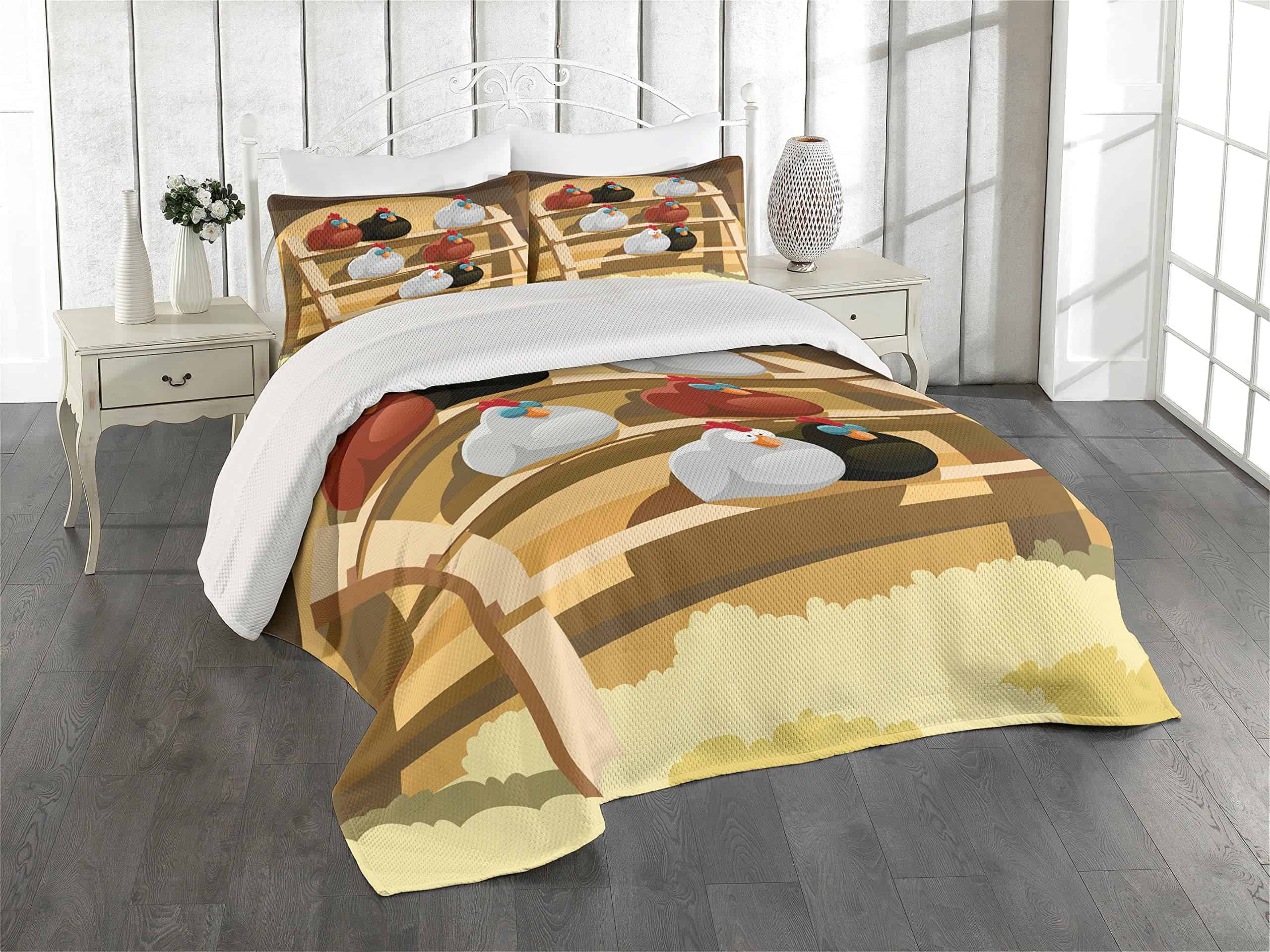 Colcha Lunarable con Diseño de Animales de Gallinas