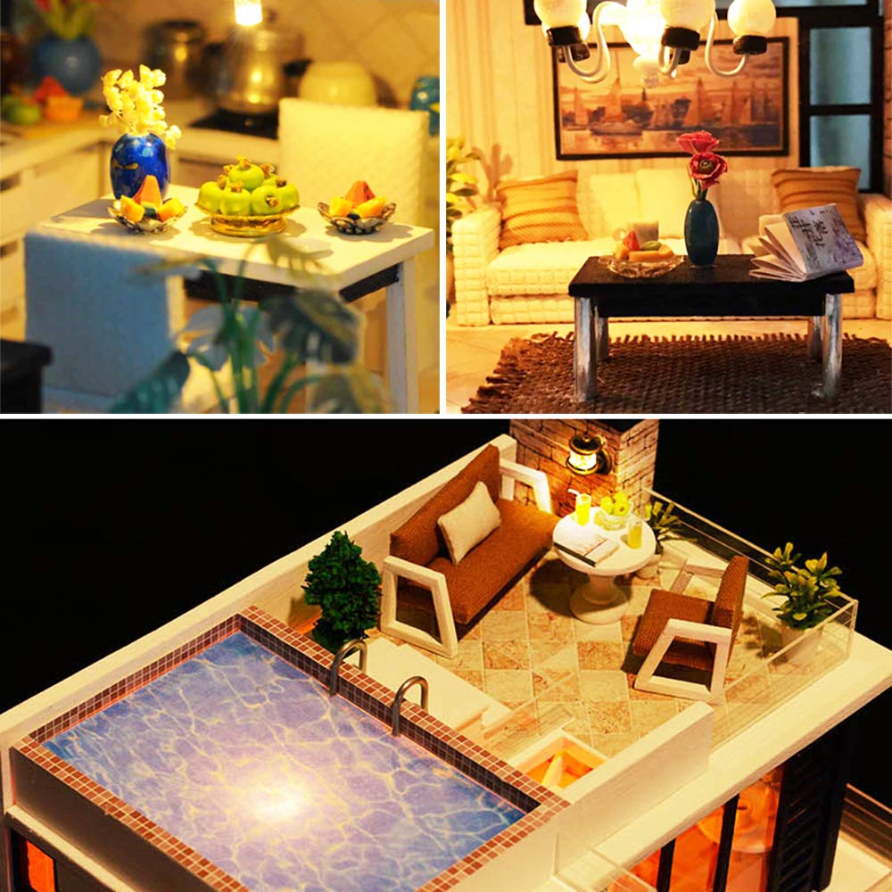 Casa de muñecas en miniatura Spilay con muebles, Kit de - Imagen 6