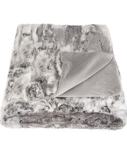 Cobija de Lana de Conejo Genuino Gris de Alta Calidad con