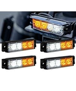 4pc NanoFlare 4" 4W Luz Estroboscópica LED ÁMBAR BLANCO