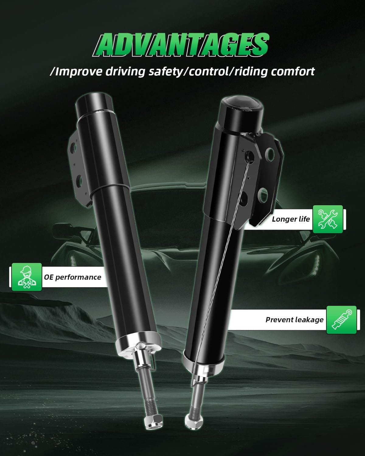 SCITOO Set de 2 Amortiguadores Delanteros para Mustang, - Imagen 3
