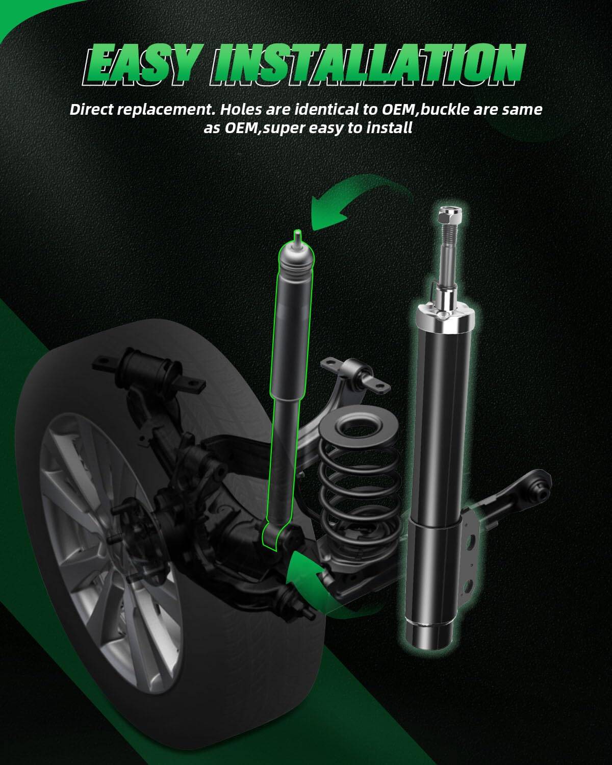 SCITOO Set de 2 Amortiguadores Delanteros para Mustang, - Imagen 6