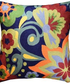 Funda de cojín azul con diseño floral de Kashmir | Cojines