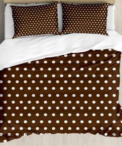 Juego de Funda de Edredón Lunarable Marrón, Lunares Blancos
