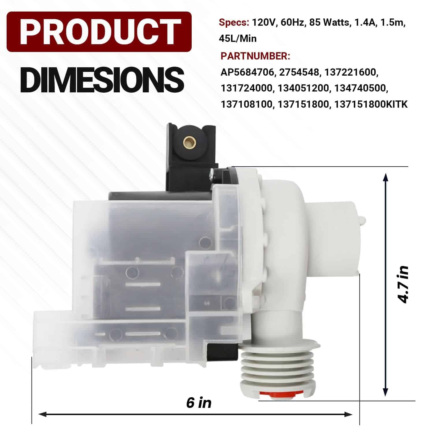 Kit de bomba de drenaje para lavadora Lifetime Electrolux - Imagen 4