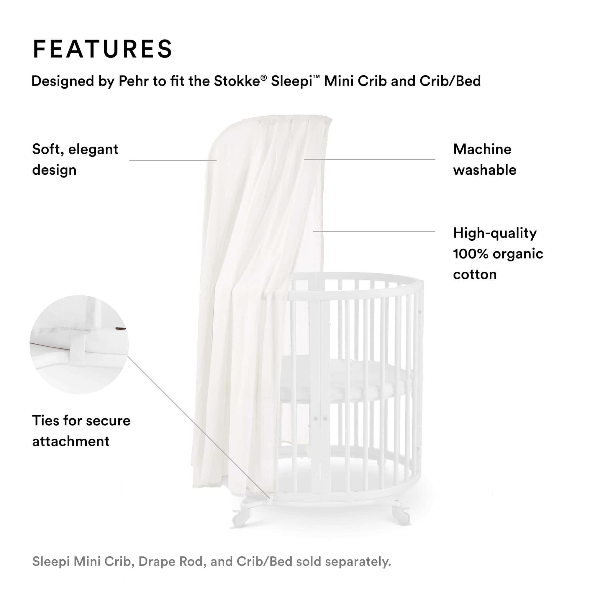 Dosel Stokke Sleepi de Pehr, Natural - para Mini Cuna & - Imagen 3