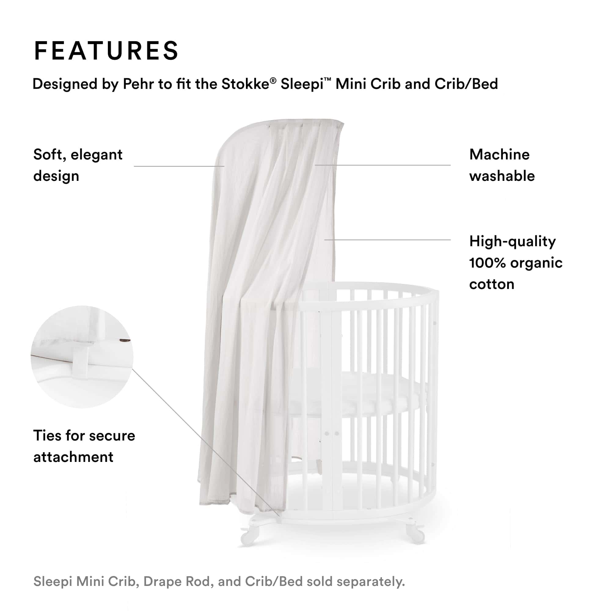 Dosel Stokke Sleepi by Pehr, Gris - para Sleepi Mini & - Imagen 3